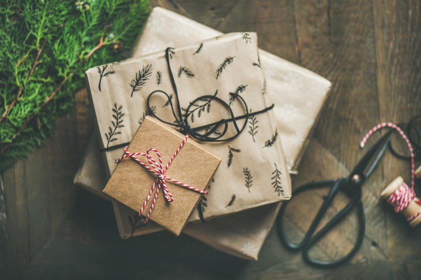 Eco-friendly gifts wrapped in eco-packaging