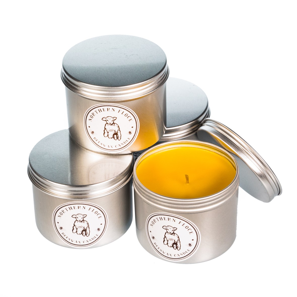 Set of 4 Honey scented beeswax candle tins