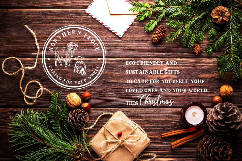 Eco-friendly and sustainable gifts to care for yourself, your loved ones and your world. With an image of natural Christmas gift wrapping