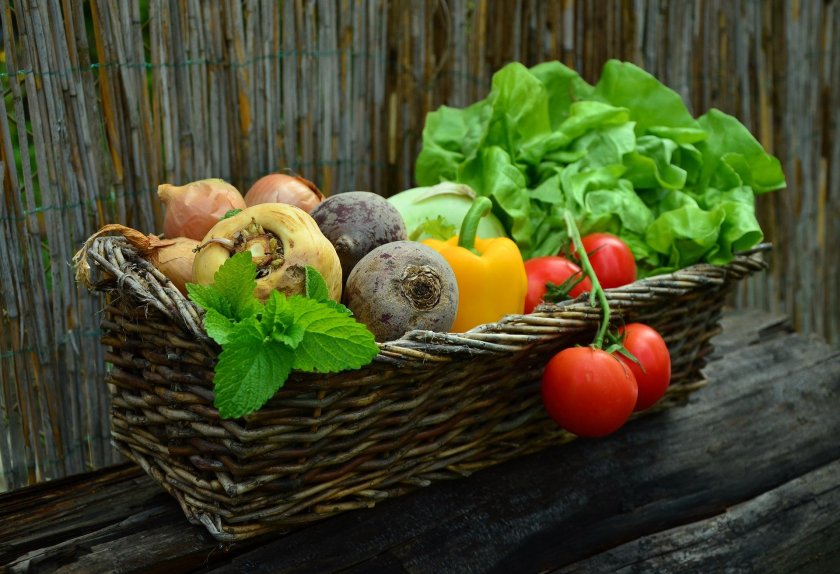 Image of a basket full of wonky organic vegetables